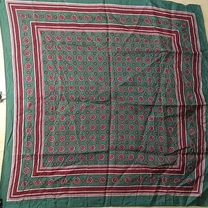 Green, White and Red Scarf 26 x 25.5 inches no brand 100% Acetate Made in Japan